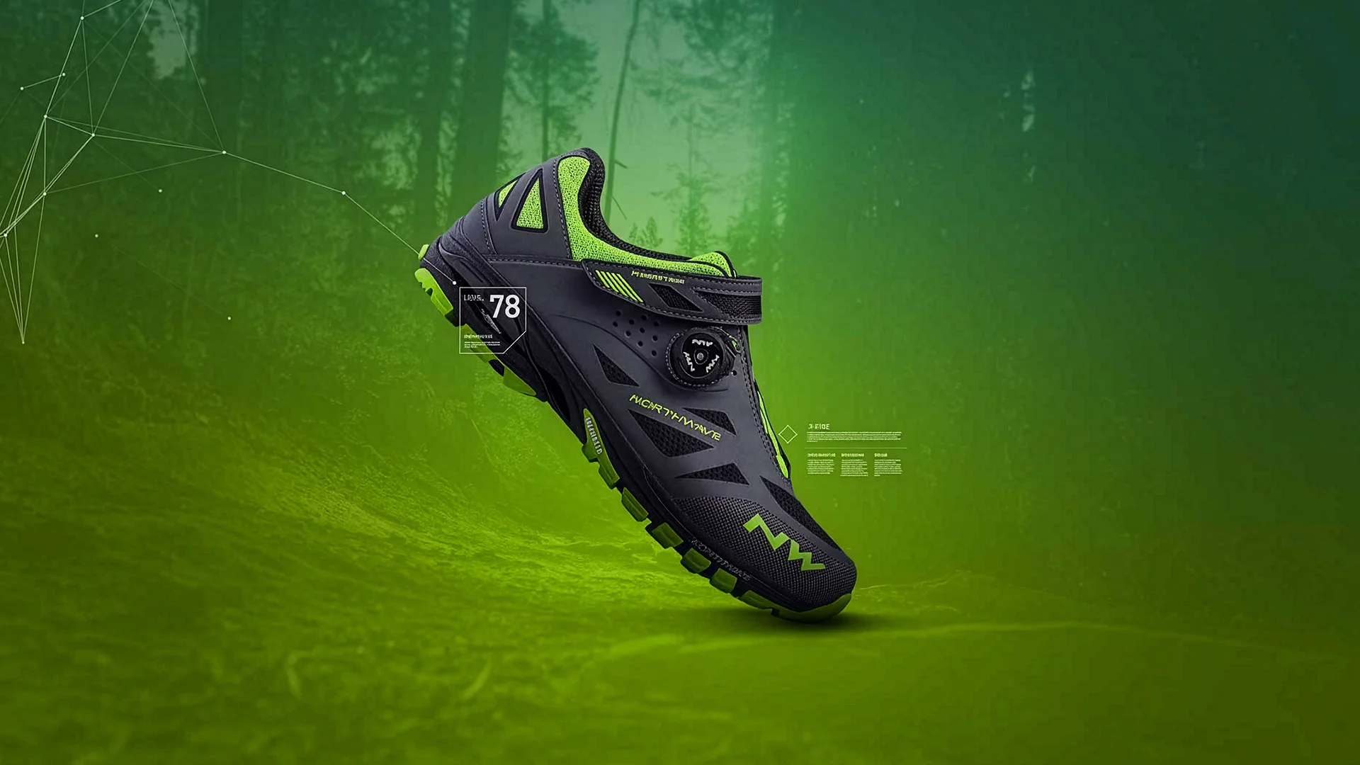 Northwave MTB cycling shoe product video featuring Michelin sole technology, combining motion design, motion graphics and technical product animation to showcase performance features by MUVE®